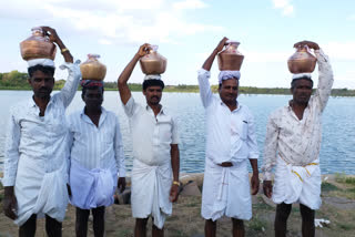Five men walk 35km to bring water for Abhishekam (anoint) of lingam