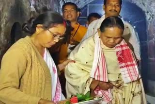 priyada gogoi visits shivadoul to offer prayer for her son akhil gogoi