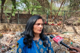 Debris piled on the road in front of Triveni apartment in Greater Kailash