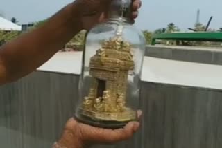 Maha Shivaratri  Miniature  art: Shiva Temple inside a glass bottle