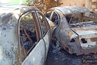 Unidentified thugs set fire to three cars