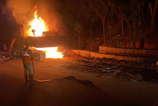 exacavator burned at tirumala