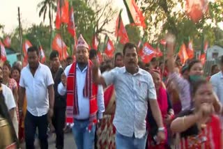 padma hazarika took out a rally with hundreds of supporters in sonitpur