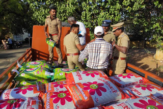 Seizure of lorry with 252 bundles of rice