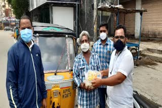 bjym distribute groceries, hyderabad bjym  