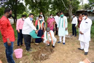 Mayor planting saplings on Environment Day