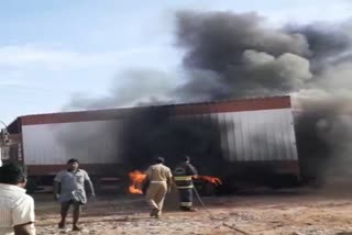 Lorry Fire Driver Dead In Coimbatore