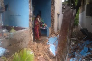 Wall fell down due to heavy rain