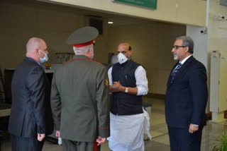 Defence Minister Rajnath Singh reached Moscow this evening on a three-day visit