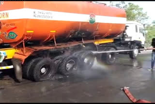 Fire in tanker tires in Shahbad