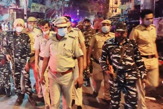 Karol Bagh police patrolling with the paramilitary forces