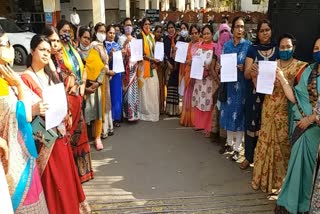 rape in rajasthan,  bjp mahila morcha protest