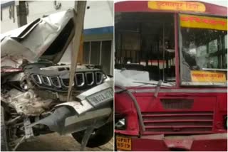 UP roadways bus accident with scorpio car