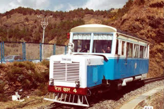 Motor car on the World Heritage Kalka-Shimla railway track