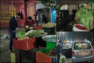 Members of Sri Sathyananda Godham gathering spoiled vegetables and fruits at Paonta Sahib