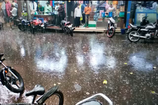 Hailstorm along with rain