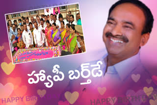 Telangana health minister etela rajender birthday celebrations in Huzurabad