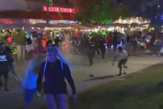 police officers to fire pepper balls to disperse a spring-break crowd in South Beach.