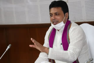 Tripura Chief Minister Biplab Kumar Deb speaking 7th annual Judicial conclave held at the premises of Tripura High Court