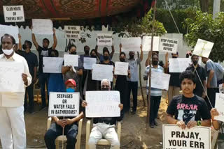 protest by Prajay apartment dwellers at kphb colony in hyderabad