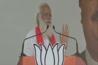 BJP runs on schemes, TMC runs on scams: PM Modi at poll rally.