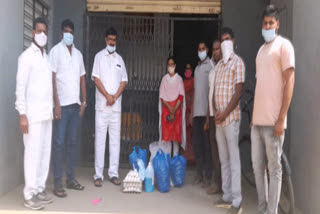 MLA sayanna provided sanitizers and masks to the students