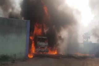 A fierce fire in an oil tanker in Dumka