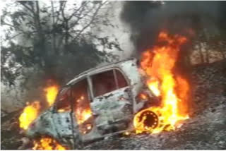 car burnt at Chittoor district shanthipuram