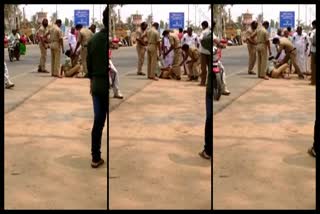 POLICE ATTACKED ON CAR DRIVER IN SANGAREDDY DISTRICT-live vis