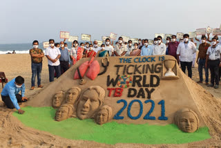 Sand Artist manas sahoo creates sand art on the occasion of ' WORLD TB DAY'