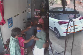 ഇരവിപുരത്തെ വ്യാപാര സ്ഥാപനം  സിസിടിവി ദൃശ്യങ്ങൾ  ഇരവിപുരം ജങ്ഷനിൽ പ്രവർത്തിക്കുന്ന ഉഷ ടയേഴ്‌സ്  CCTV footage gang attack kollam iravipuram
