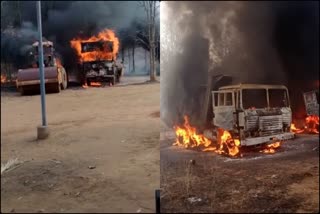 Chhattisgarh: Around 11 vehicles including trucks, road rollers, & tractors involved in construction of a road were set on fire by Naxals in Dhanora area of Kondagaon district, says SP Siddharth Tiwari