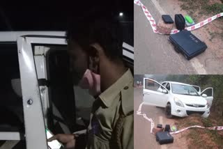 പൊലീസ് വാഹനത്തിന് നേരെ വെടിവയ്പ്പ്  മഞ്ചേശ്വരത്ത് വെടിവയ്പ്പ്  Police vehicle fired at Manjeswaram  Police vehicle fired  Manjeswaram