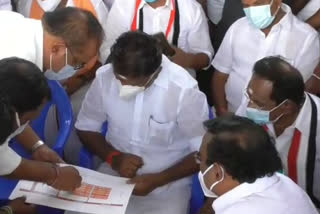 Deputy Chief Minister ops inspects the Modi campaign site at madurai