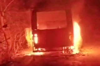 a vehicle hired for election duty was set on fire at Bandwan in Purulia district