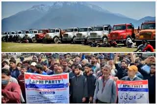 ganderbal-workers-mining-gravel-from-nala-sindh-protest-against-the-administration