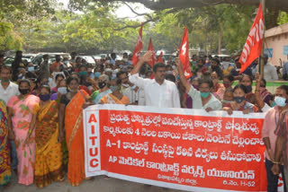 Sanitation workers  protest at visakha