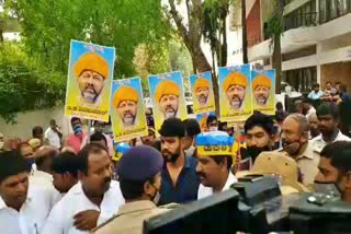 Congress Activists protest in Bangalore