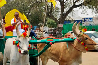 மாட்டு வண்டியில் பரப்புரை