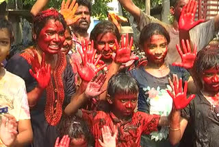 holi celebrations in khammam district, Holi celebrations in accordance with the Kovid rules