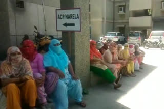 Women protest against the business of prostitution in Narela