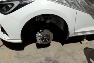 thief stolen car tire from outside the house
