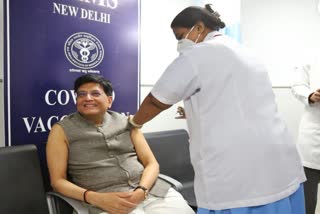 Union Minister Piyush Goyal takes his first dose of COVID vaccine
