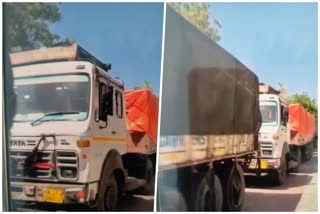 खनन विभाग की कार्रवाई, Action of the mining department, 4 trailers filled with Felspar