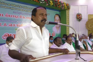 minister sengottaiyan attending farmers association meeting in erode