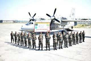 The Indian Army contingent that will participate in a military exercise in Dhaka