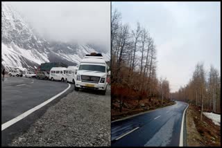 Snowfall on Manali Leh road, vehicular movement closed