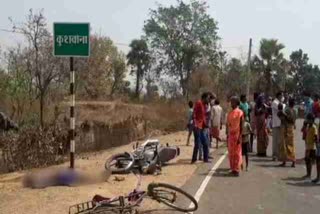 bike rider hits the cyclist in dumka