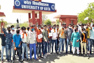 protest by ABVP workers,  Kota University