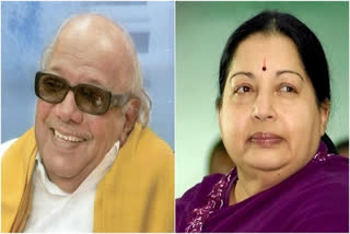 M Karunanidhi (left) and J Jayalalitha (right)